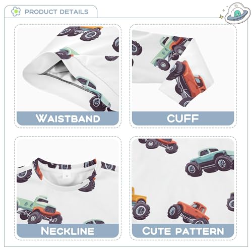 JUNZAN Cartoon Truck Cars White Little Kids Sweatshirt Hoodie Crewneck Boys Sweat Shirt Party 4T3