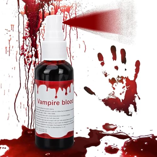 Sangue falso, spray falso, sangue líquido, pinturas corporais pinturas faciais para feitos especiais, vampiro, maquilhagem Sfx Sangue falso para Halloween ou festas de disfarces. (60 ml)