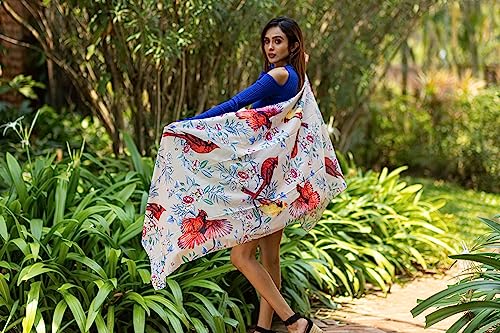 Anuschka Women's Original Printed Artwork Chiffon Scarf - Cardinal Family4