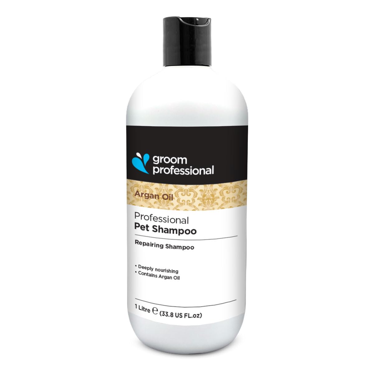 GROOM PROFESSIONAL Argan Oil Dog Shampoo - Nourishing & Repairing Shampoo for Dogs - Soothing Relief for Sensitive Dry or Itchy Skin - Restores Damaged Coat w/Vitamin E to Prevent Matted Coats, 1L