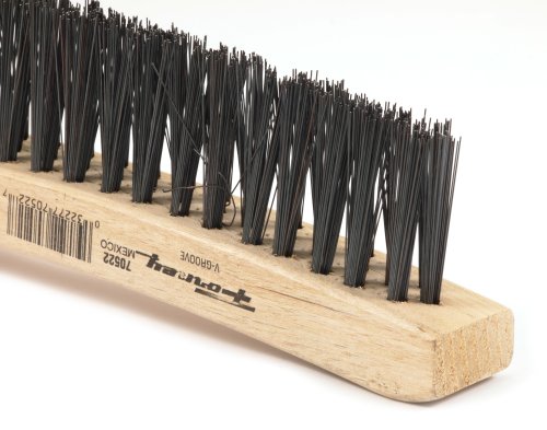 Image of Forney 70522 V-Groove Carbon Steel Wire Brush, with Wood Handle, 13-3 /4-Inch-by-.014-Inch