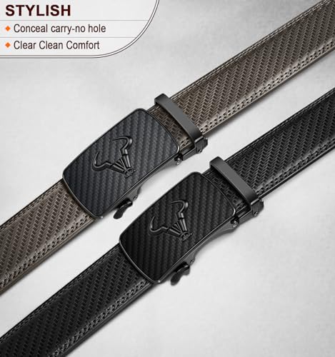 Image of BULLIANT Men belt 2Pack,Leather Ratchet Belt for Gift Men Dress Casual Jeans 1 3 /8 inch,Cut for Fit