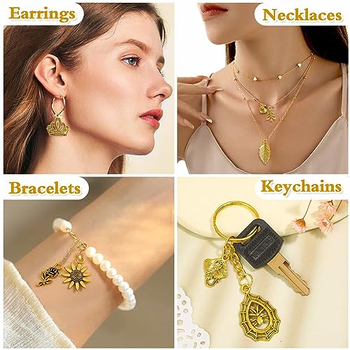 400 Pcs Charms for Jewelry Making and Bracelets Making, Wholesale Bulk Lots Jewelry Making Charms Tiny Assorted Mixed Tibetan Anti-gold Metal Charms Pendants for Necklace Bracelet Jewelry Making