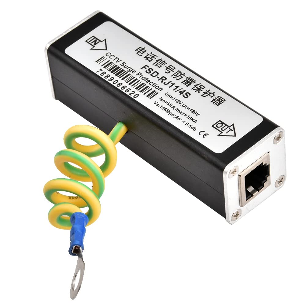 Akozon Protezione sovratensione per fax RJ11, Dispositivo di Protezione dai fulmini Thunder, Protezione Contro i fulmini per Dati Audio telefonici 110 V, Adatto per telefoni, fax