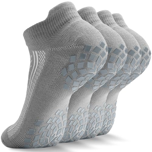 SITOISBE Calcetines de agarre de pilates – Pantuflas acolchadas antideslizantes para mujeres y hombres yoga – Barre Workout Hospital Sticky Socks, Gris, M