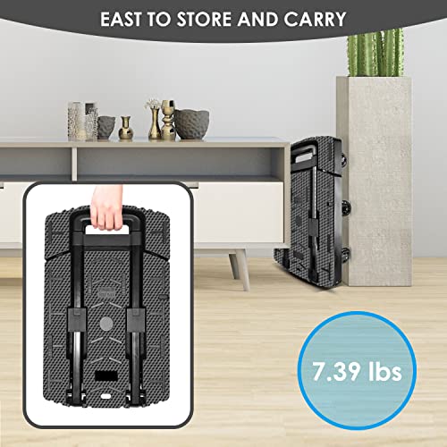 Folding Hand Truck 530Lbs Heavy Duty Luggage Cart Utility Dolly Portable Platform Handcart With 360°Rotation 6 Wheels Extendable Large Base Plate Telescoping Handle For Moving Travel Shopping(Black) #TOP6