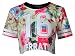 Womens Slim Hipster Round Neck Short Sleeve Multi Print Crop Top T-Shirt (onesize, Pattern K)