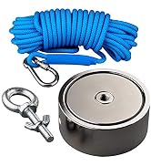 Aimant De Recherche Puissant 770 Kg - Double Face Avec œillets - Corde 20 M Et Mousqueton - Pour Récupération