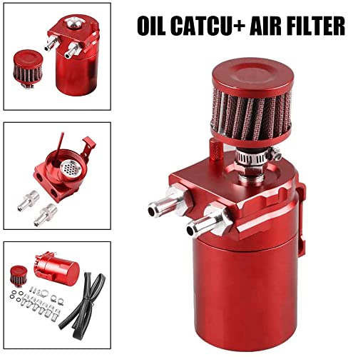 Oil Can Auto, 300Ml Decanter Vapori, 2 Porte Alluminio Recupero Vapori Motore, Contenitore Con Filtro Dell'Aria, Tubo Flessibile E Altri Accessori (Rosso)