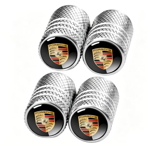 Car Tire Valve Stem Caps for Porsche Panamera Cayenne Macan Boxster Taycan Cayman 718 911 Automobiles Dust Caps Compatible with Car TiresAlloy Leak-Proof Valve Cover