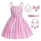 CIYTI Girls Pink Costume Dress Movie Cosplay Dress Up Kids Outfits Halloween Birthday Party