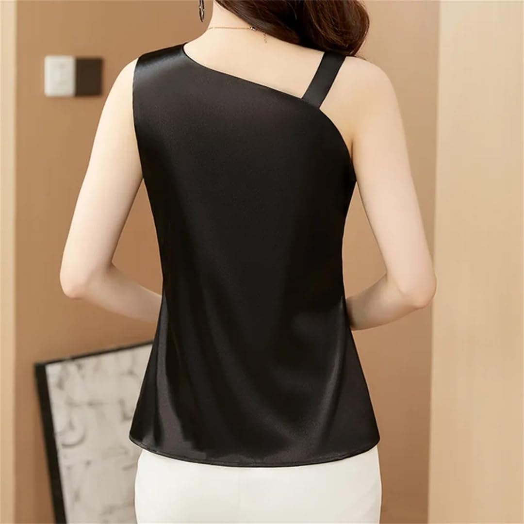 Donne Irregolare V-Collo Crop Slim Tinta unita Senza Maniche Top Canotte