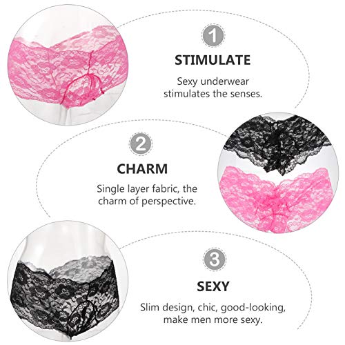 PRETYZOOM 2 Peças de Renda Masculina Cueca de Biquíni Cuecas Fio Dental Calcinha Calcinha Lingerie B