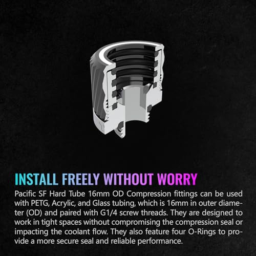 Image of Thermaltake Pacific SF Hard Tube 16mm OD Compression Silver Black /DIY LCS /Fittings CL-W389-CA16BL-A
