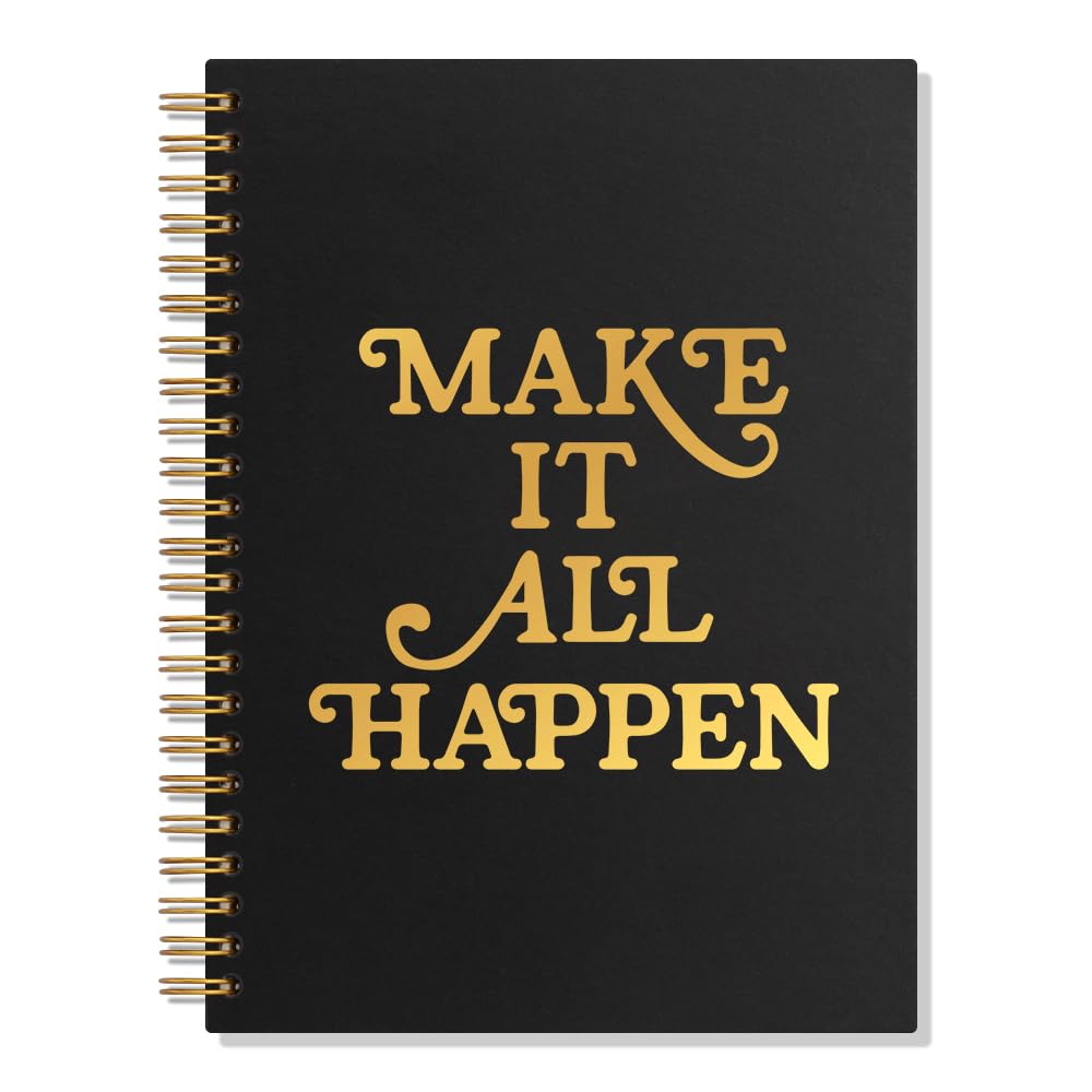 WUUCKOO Make It All Happen 80 Sheets 160 Pages Funny Spiral Notebook, Inspirational Journal for Women Student, Entrepreneur Thank You Gifts for Women,