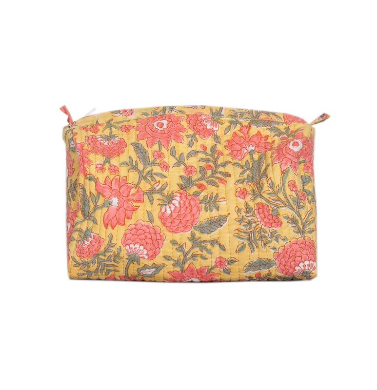 Image of Toiletry Travel Bag | Men's Shaving Kit & Women's Makeup Pouch | 23.5 x 11.5 x 17.5 cm | Yellow