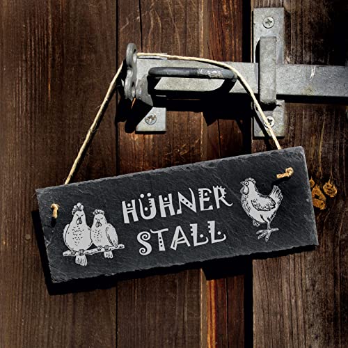 Hühnerstall Schild Schiefer graviert - Stall Türschild zum Anhängen Eingang Hühner Hühnerdekoration 22 x 8 cm – Bild 5