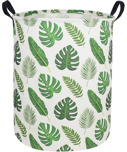 Image of Sanjiaofen Kids Laundry Hamper,Green Laundry Basket Collapsible Jungle Storage Baskets for Home Decor,Office,Toy Organizer,(Green leaf)