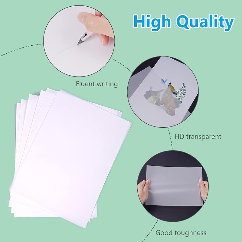 OSDUE Pauszpapír A4 - 100 lapos, 53g/m², Nyomtatható, Átlátszó Rajzpapír Vázlatokhoz, DIY Kézműveskedéshez, Lámpásokhoz, Csomagoláshoz