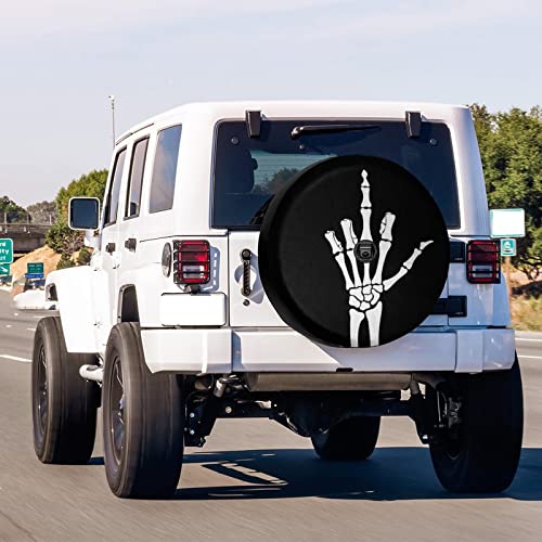 Image of Delerain Spare Tire Cover with Backup Camera Hole Skeleton Middle Finger Wheel Covers Waterproof Dust-Proof UV Sun Universal Fit for Jeep Trailer RV SUV Truck (17 Inch for Diameter 31 inch-33 inch)