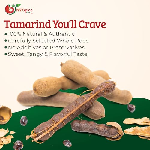 NY SPICE SHOP Sweet Tamarind Pods - Thailand Tamarinds Fruit - Fresh Whole Dried Tamarindo - Healthy Snack - Delicious & Nutritious Herbal Fruits - 16 Ounce