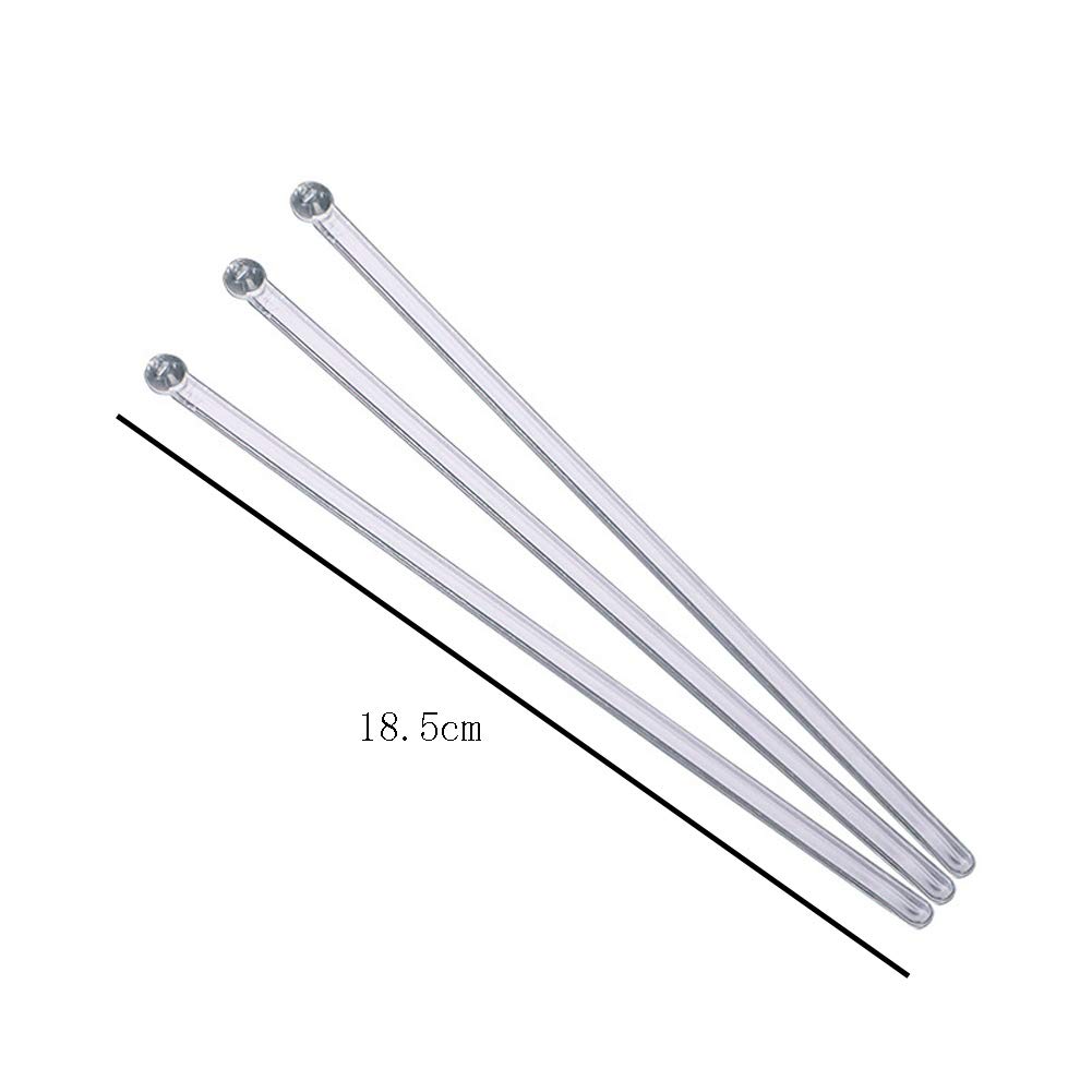 50 Pieces 7.28 inch Coffee Stirrers Swizzle Sticks Coffee Beverage Stirrers Stir Cocktail Drink Swizzle Stick Plastic Round Top Swizzle Sticks Ball Head Stirrer, Transparent