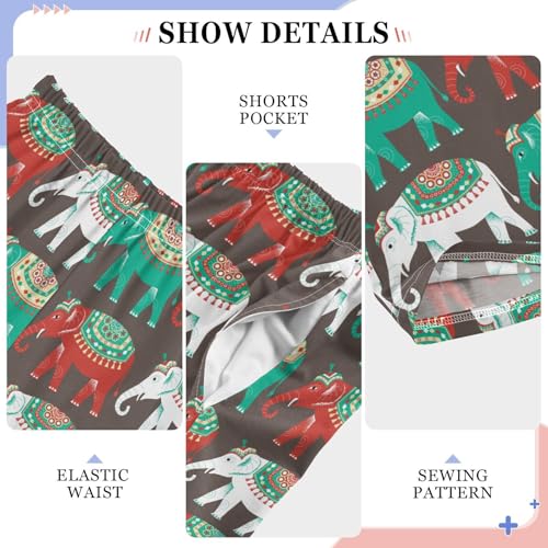 ZZXXB Ethnic Elephants Colorful Boys Long Pants Soft Trousers Elastic Waist Kids Lounge Bottoms with Pockets S-XL4