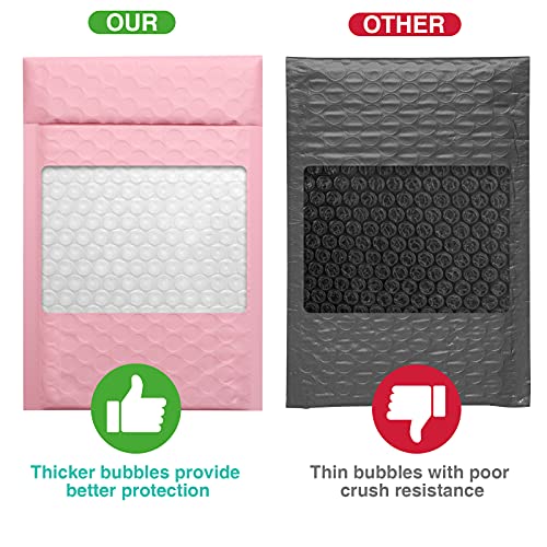 Image of Metronic 4x8 Inch Bubble Mailer 50 Pack, Waterproof Self Seal Adhesive Shipping Bags, Cushioning Padded Envelopes for Shipping, Mailing, Packaging, Light Pink Bulk #000, Bubble Mailers Usable Size 4x7