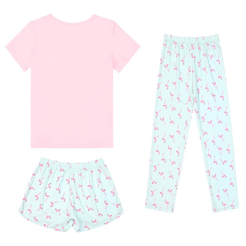 Image of Mirawise Girls 3 Pc Pajamas Sleepwear Cotton Pjs Clothes Set 4-13 Years