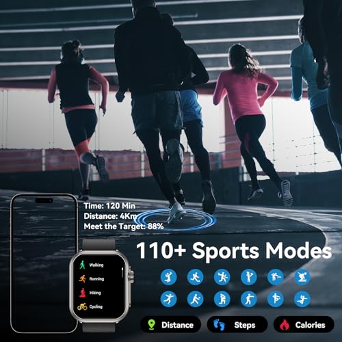 Image of Smart Watch for Men - 1000 mAh Battery 1.85 inch HD Fitness Tracker with Heart Rate Sleep Monitor Fitness Watch with 120+ Sport Modes with IP68 Waterproof with Smartwatch for iOS Android