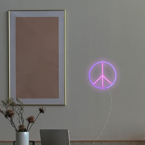 Miniatura 5 de símbolo de paz neón barra hotel luz decoración LED luces de neón arco iris neón signo paz luces de neón paz decoración boda signo de paz luces