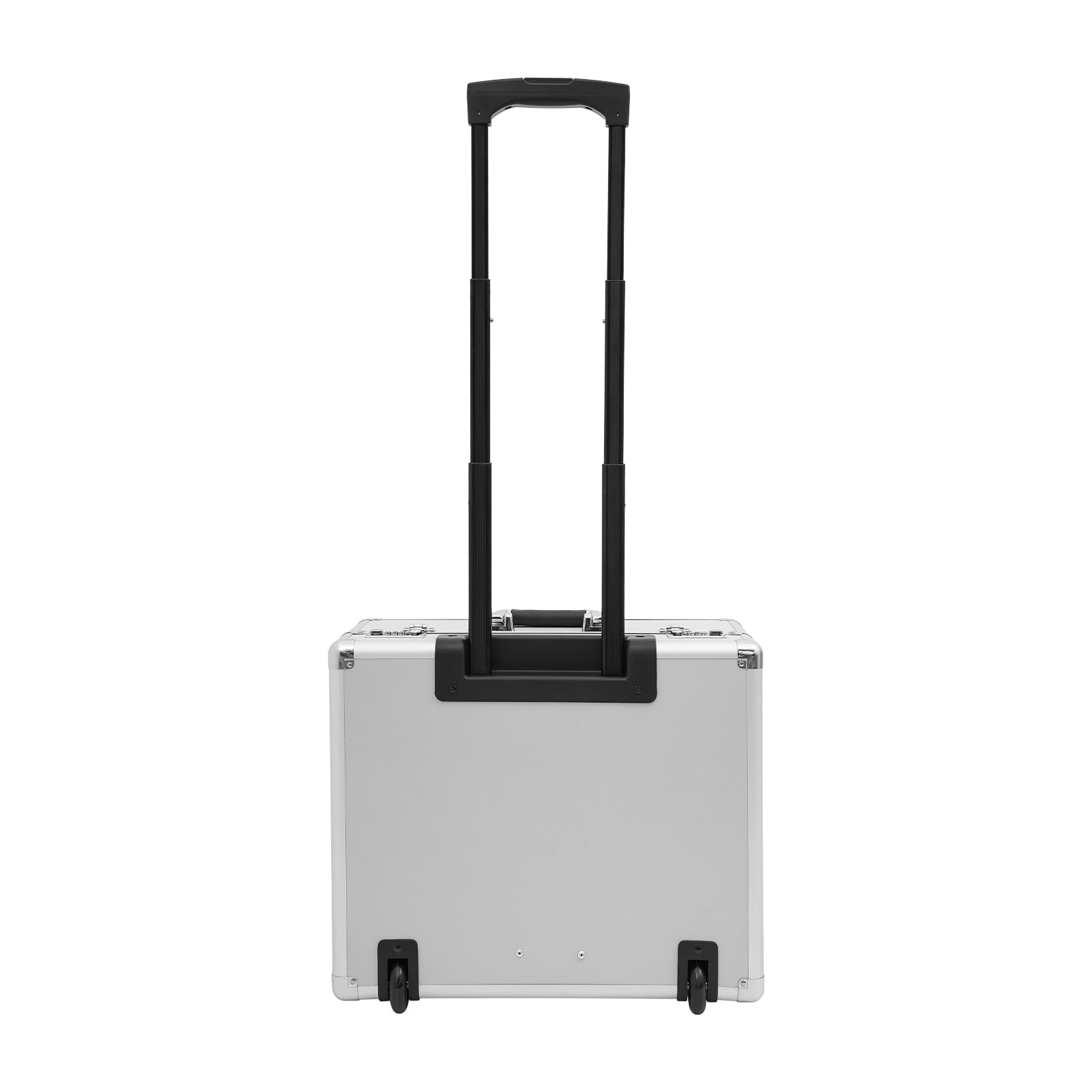 Walizka na dokumenty z aluminium, na dokumenty z zamkiem szyfrowym i uchwytem teleskopowym, duży mobilny organizer biurowy z przegródkami, ciche kółka, do podróży i biznesu, srebro, Walizka na