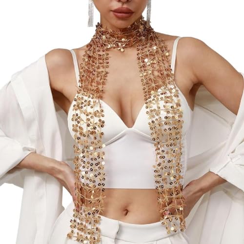 Shinning Sequins Scarf For Ladies Prom Party Lightweight Sequins Collar For Ladies Mother Wedding Travel Supplies Sequins
