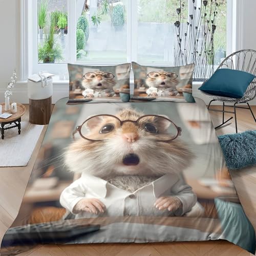 Housse de couette hamster 3D imprimé idée cadeau originale lit simple - 4