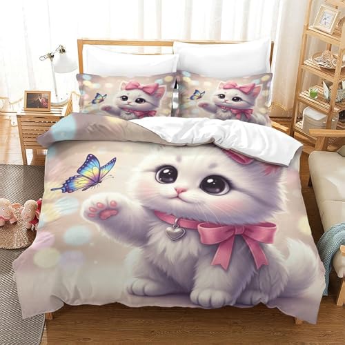 Housse de couette chaton 200x200 parure de lit microfibre double - 3