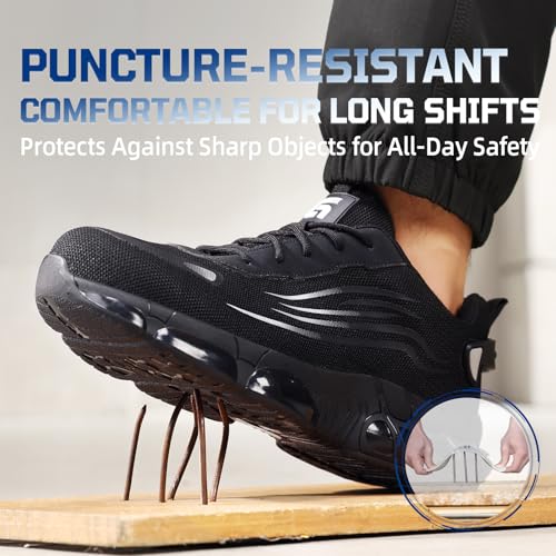 Image of Steel Toe Work Shoes for Men Lightweight Safety Shoes with Puncture Resistant Sole Comfortable Construction Industrial Work Shoe for Warehouse