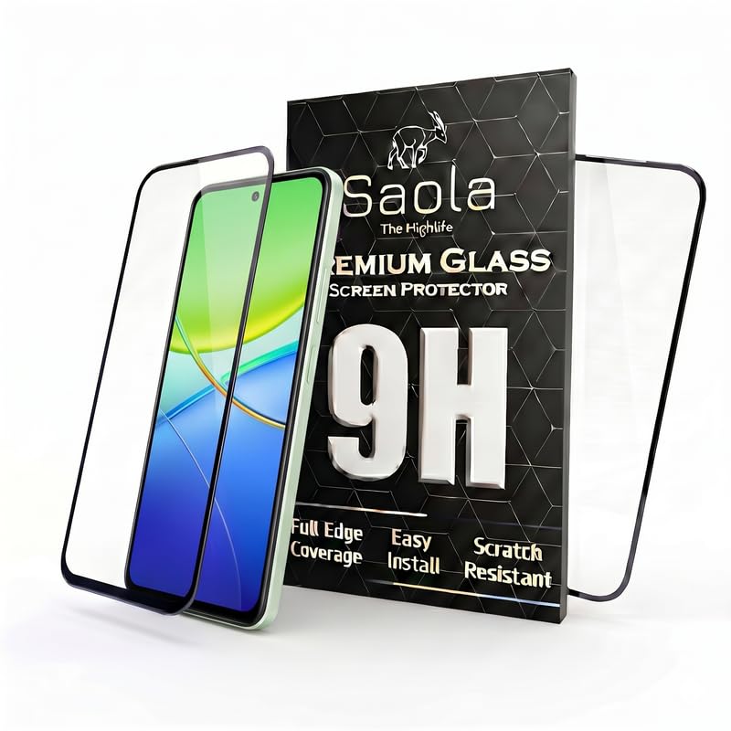 Image of Saola HD Clear Tempered Glass for Vivo Y200 5G | High Strength 9H Protection, Smooth Touch, Full Coverage Screen Guard, 2-Step Installation Kit | Quick & Easy Application (Pack of 2)