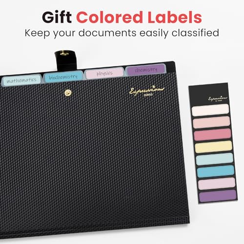 Image of Sooez Accordion File Organizer, Expanding File Folder with Label, 5 Pocket