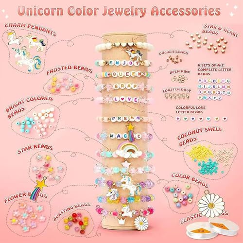 Image of MAGHROLA Children's Jewelry Making Kit - Colorful Beads DIY Bracelets, Necklace, Hairband & Rings Craft Kits Birthday Gift Activity Games for Girls Age for 4, 5, 6, 7-Year-Old Little Girls-Multicolor