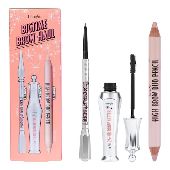 BenefitBigtime Brow Haul Value Set- 5 Warm Black Brown- Precisely,My Brow Pencil / 24-hr Brow Setter/High Brow Duo Pencil