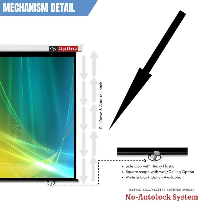 Image of Royality 84 Inch Imported Fabric Wall Type Pull Down Screen Without Auto Lock Mechanism with 1080P, 3D and 4K Technology Ratio-4:3 -(6ft (W) x 4ft (H)),(White)