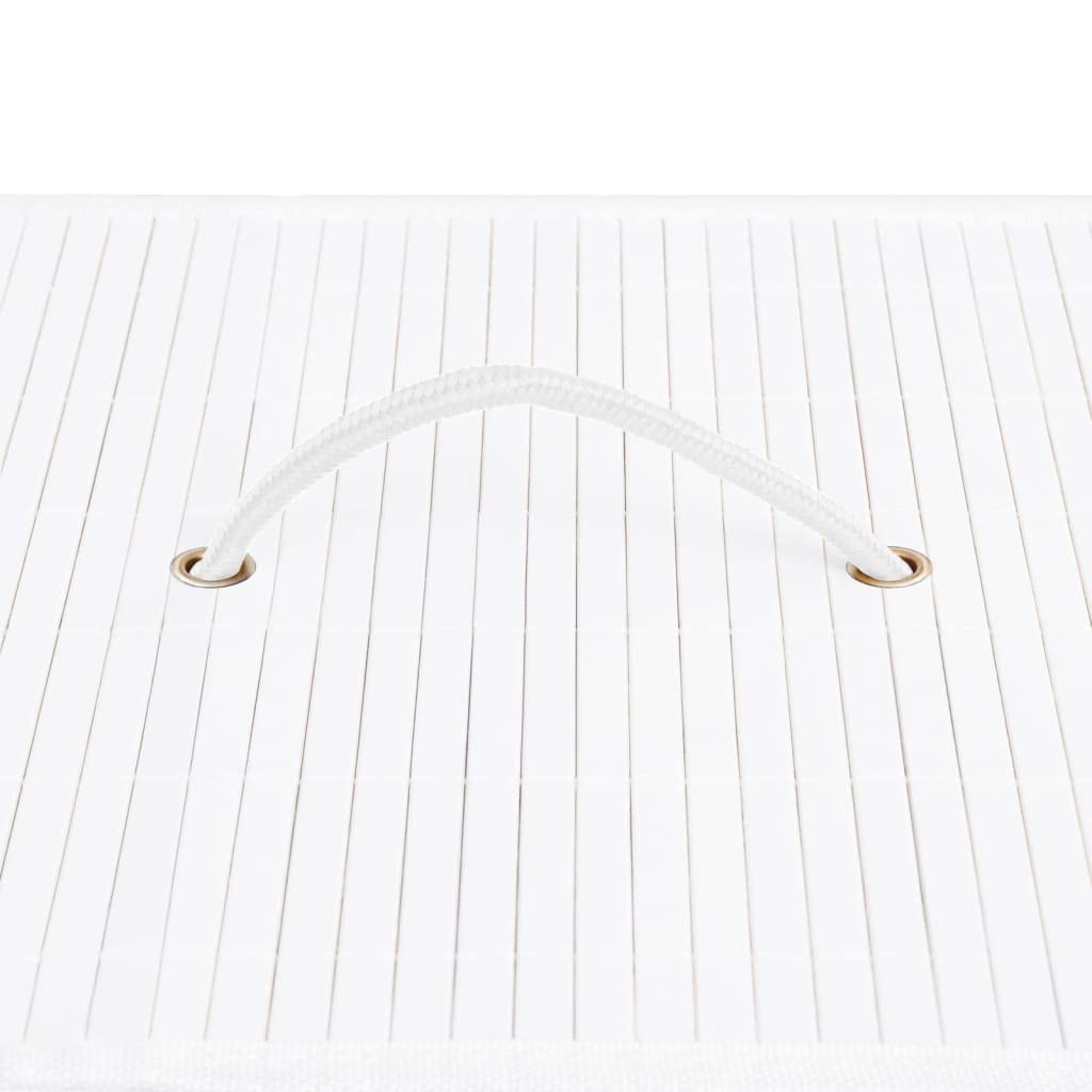 Cesto para la colada de bambú con 1 compartimento, color blanco, 83 L, plegable y ligero, con asas, para cuarto de baño, dormitorio, lavandería