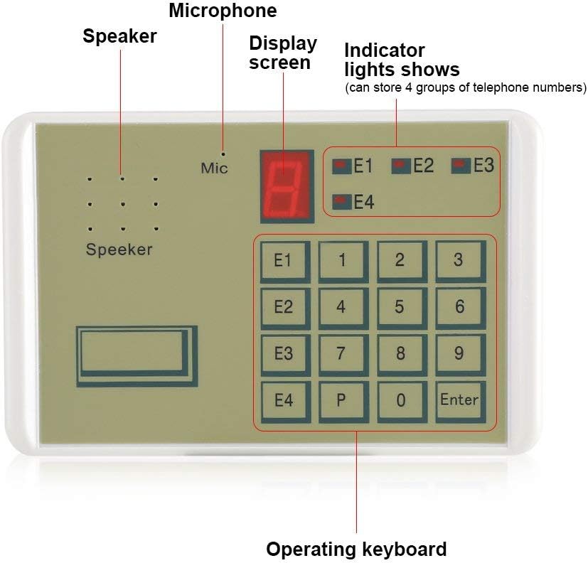Labeled diagram of the Telephone Voice Dialer showing speaker, microphone, display screen, indicator lights, and operating keyboard