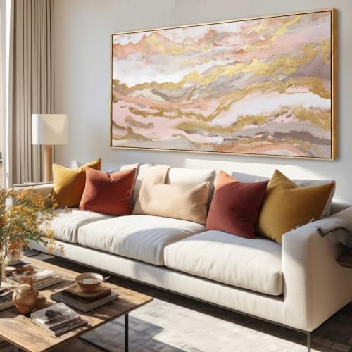 YJYart Pink Abstract Wall Art/Girl Room 20x40 Inch/Large Wall Art...