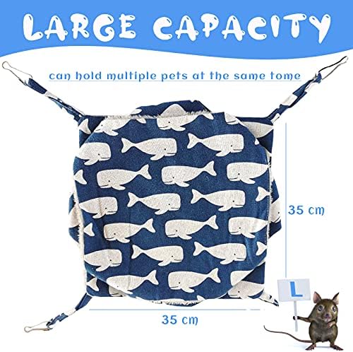 Pet Cage Hammock, 3-Layer Hamster Hanging Bed Plush Sugar Glider Cage Chinchilla Swing Nest Guinea Pig Nap Sack Warm Ferrets Hideout Accessories Toy for Small Animals Rat Rabbit Squirrel (L)