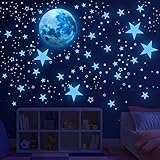 Glow in The Dark Stars for Ceiling,Glow in The Dark Stars and Moon Wall Decals, 1088 Pcs Ceiling Stars Glow in The Dark Kids Wall Decors, Perfect for Kids Nursery Bedroom Living Room (Blue)