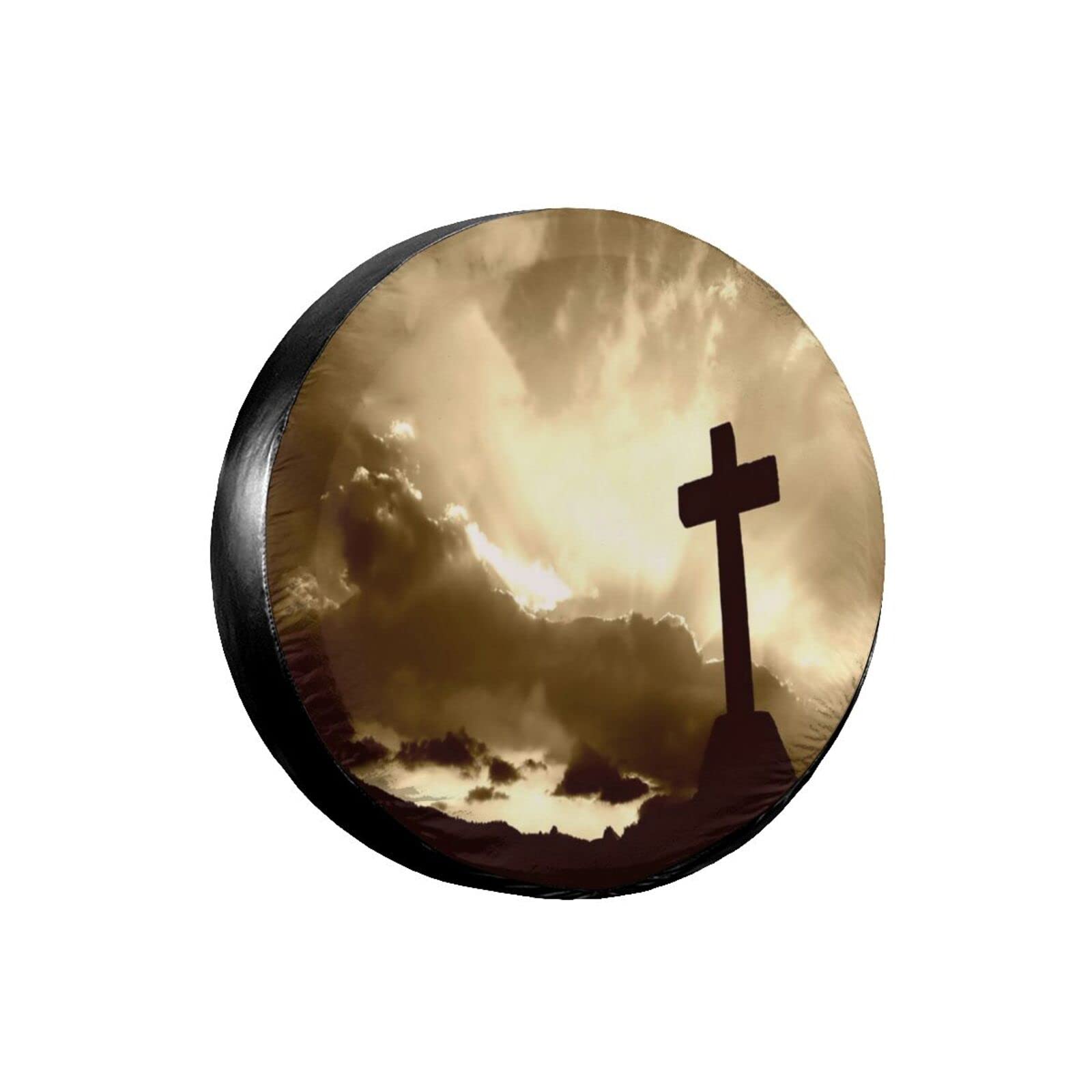 Religious Christian Spare Tire Cover,Universal Wheel Tire Cover for Trailer, RV, SUV, Truck,Camper and Many Vehicle,Weatherproof Tire Protectors（14 inch for Diameter 23"-27"）
