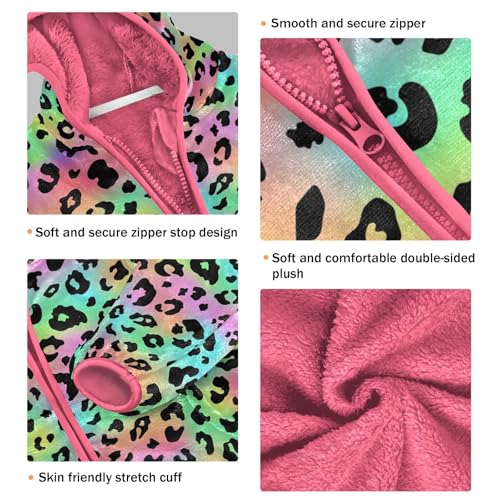 Color Stripe Toddler Fleece Jacket Baby Girls Hooded Zipper Long Sleeve Thick Warm Outerwear 3-10 Years3