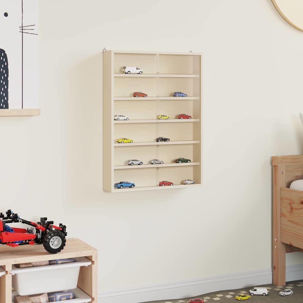 Wandregal Holz Sammelvitrine Braun 40 x 8,5 x 54 cm mit Schiebetür und Regal Modernes Design für Bücher Pflanzen Deko im Wohnzimmer Schlafzimmer Flur