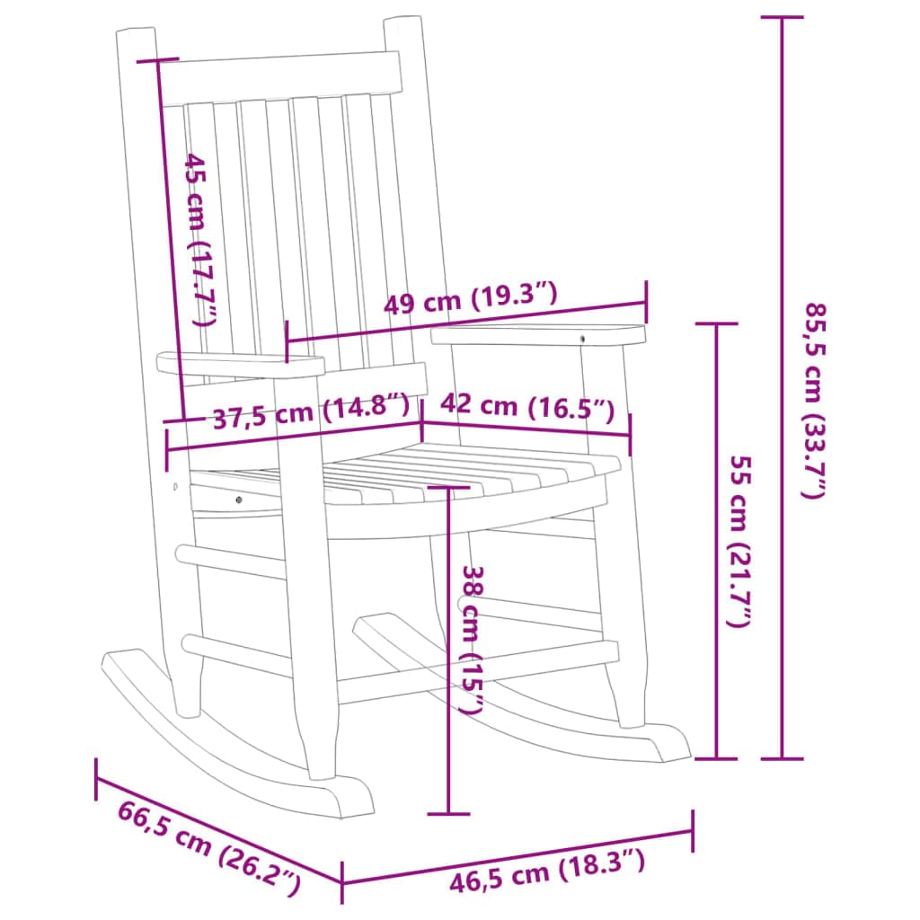 vidaXL Mecedora para niños Madera Maciza de álamo roja, Mecedora de Exterior, Mecedora de jardín, Mecedora de Madera pequeña, Mecedora de Madera